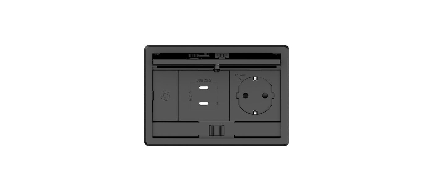 Kramer T-IN2-REC2 Plus In-Table Tabletop Connectivity Box with Lid, 2 Modules product image