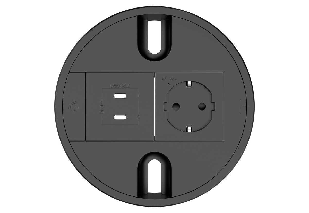 Kramer T-IN2-RND1 Baseline In-Table Round Tabletop Connectivity Box, 2 Modules
