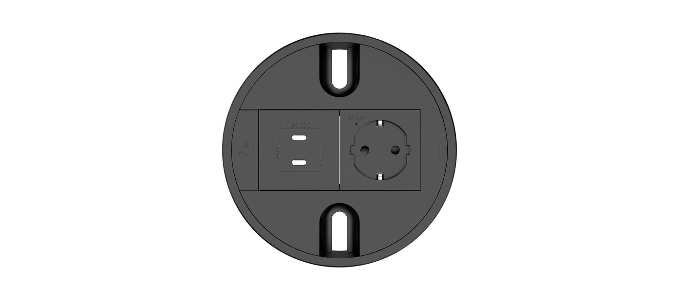 Kramer T-IN2-RND1 Baseline In-Table Round Tabletop Connectivity Box, 2 Modules product image