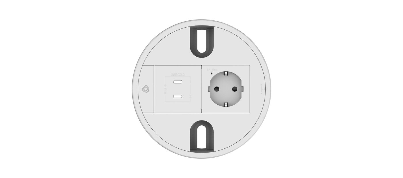 Kramer T-IN2-RND1 Baseline In-Table Round Tabletop Connectivity Box, 2 Modules - view 2