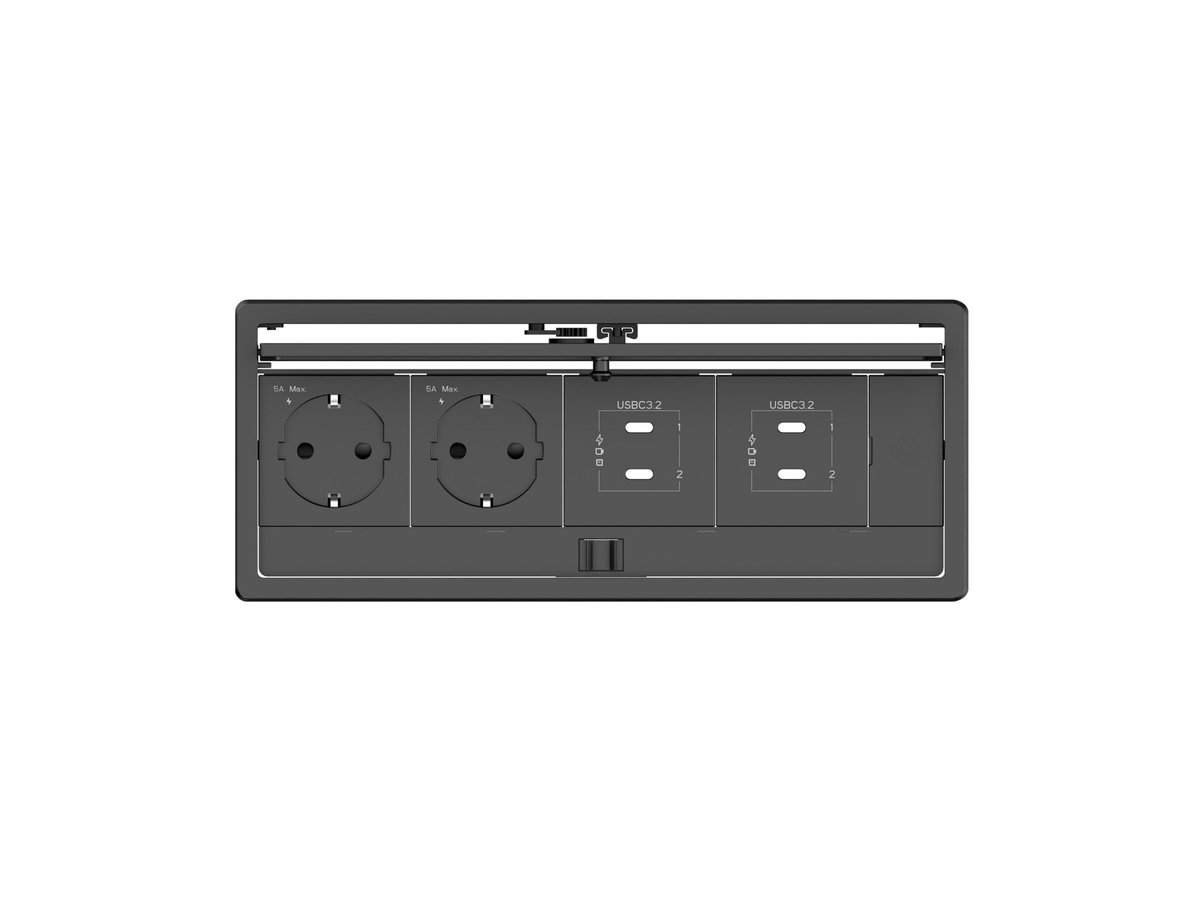 Kramer T-IN4-REC2 Plus In-Table Tabletop Connectivity Box with Lid, 4 Modules