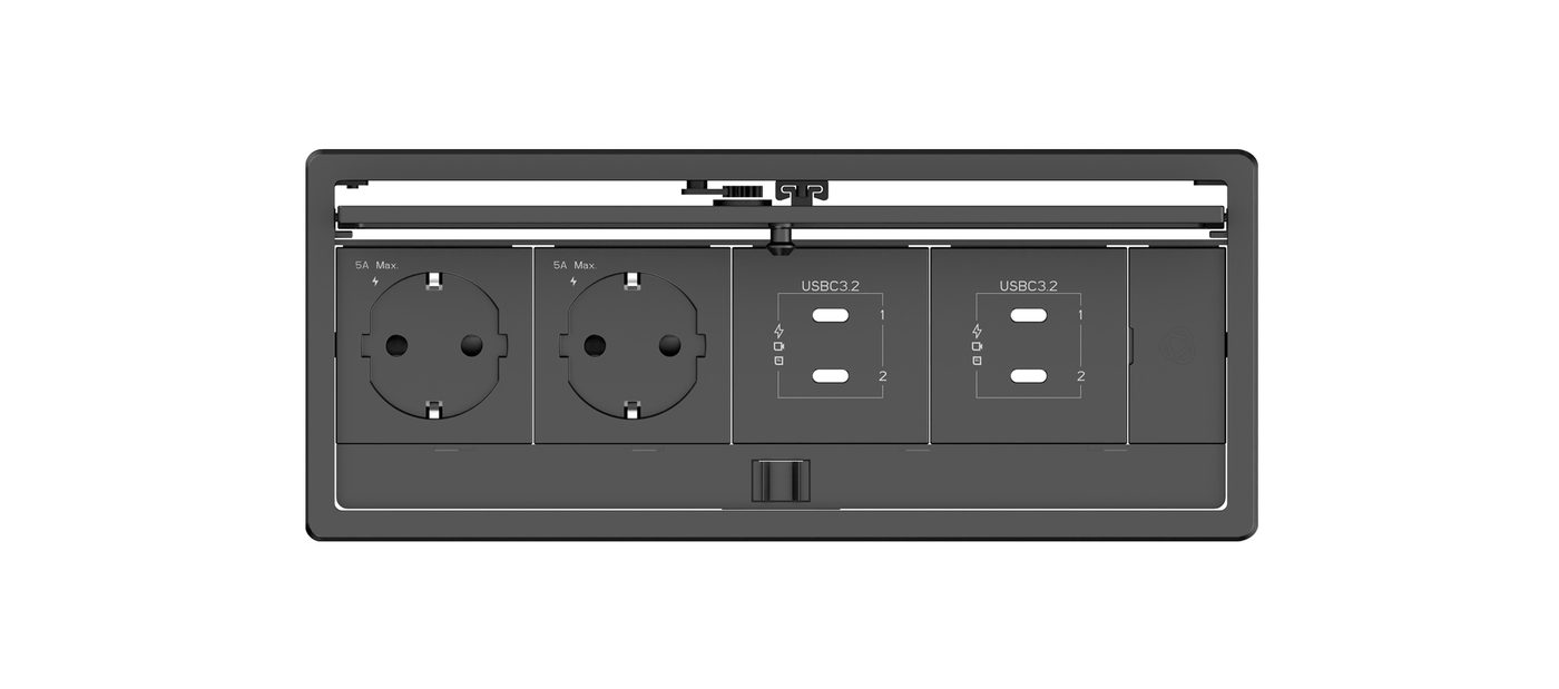 Kramer T-IN4-REC2 Plus In-Table Tabletop Connectivity Box with Lid, 4 Modules product image