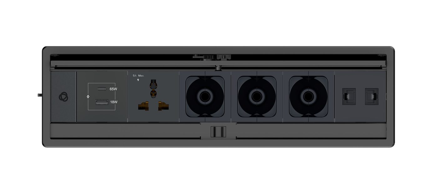 Kramer T-IN6-REC2 Plus In-Table Tabletop Connectivity Box with Lid, 6 Modules product image