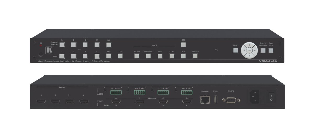 Kramer VSM-4x4A 4x4 Seamless AV Matrix Switcher/Multi-Scaler