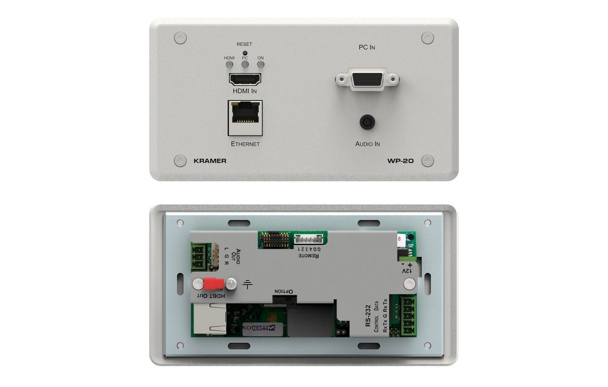 Kramer WP-20 4K60 4:2:0 HDMI & VGA Wall-Plate Auto Switcher/Transmitter over Extended-Reach PoE HDBaseT with Maestro Room Automation - view 3