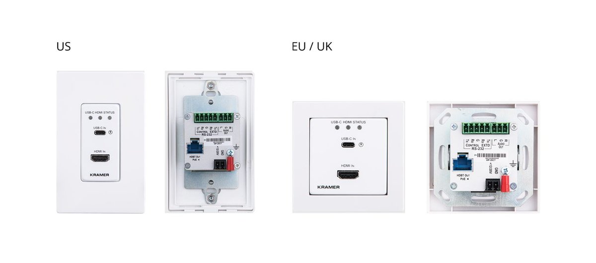 Kramer WP-20CT 4K60 4:2:0 HDMI & USB-C Wall-Plate Auto Switcher/Transmitter over Long-Reach HDBaseT product image