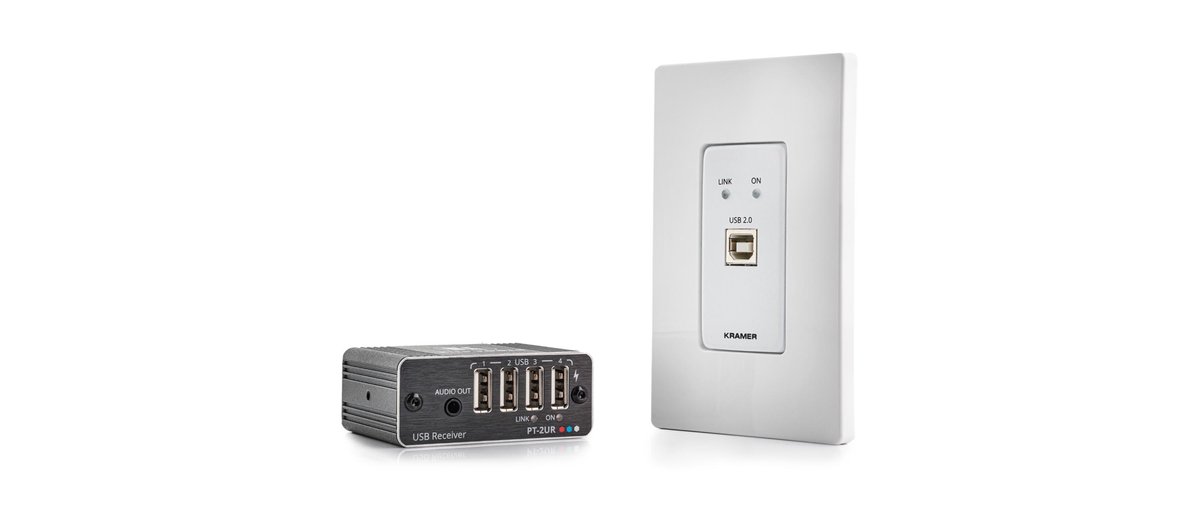 Kramer WP-2UT/R-KIT USB 2.0 PoC Wall-Plate Extender Kit over Extended-Reach CAT