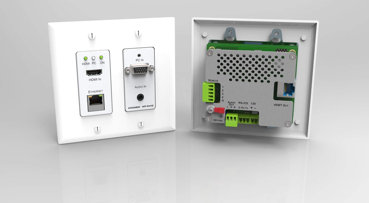 Kramer WP-5VH2 Active Wall Plate - 4K60 4:2:0 HDMI & Computer Graphics HDBaseT Transmitter