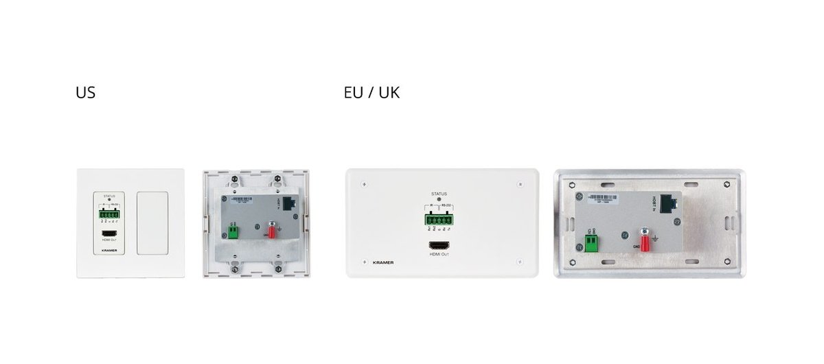 Kramer WP-789R 4K60 4:2:0 HDMI 2-Gang PoE Wall-Plate Receiver with RS-232 & IR over Long-Reach HDBaseT product image