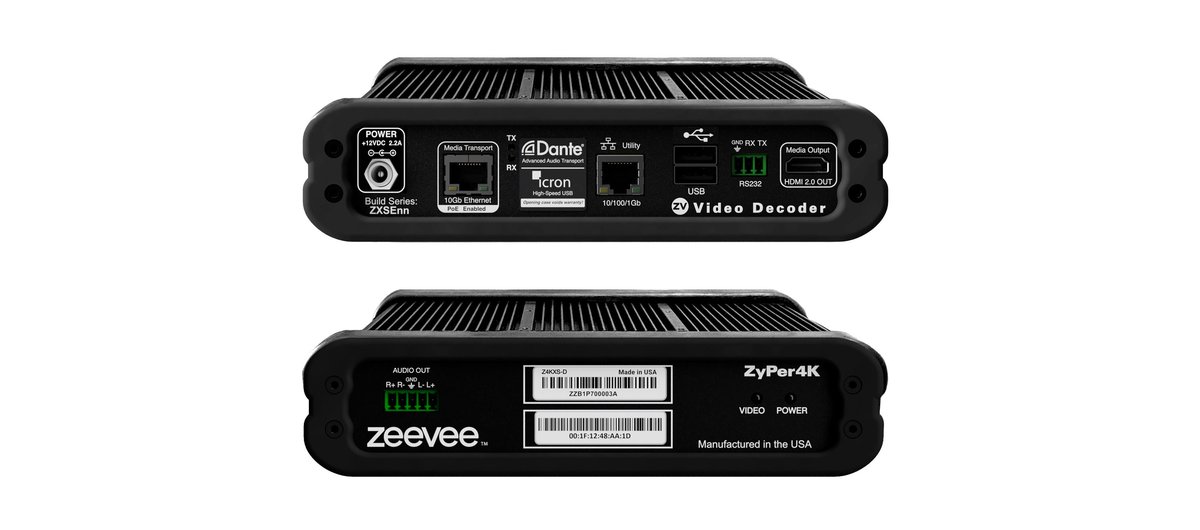 Kramer Z4KC2XS-DAU ZyPer4K-XSE Copper Decoder with Dante and Icron