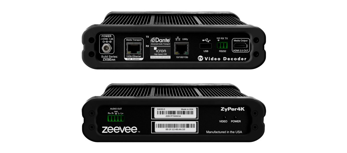 Kramer Z4KCXS-DAU ZyPer4K-XSE Decoder with Dante and Icron USB