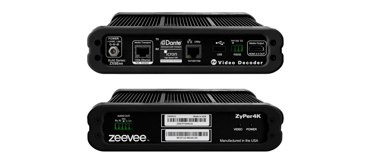 Kramer Z4KCXS-DAU ZyPer4K-XSE Decoder with Dante and Icron USB product image