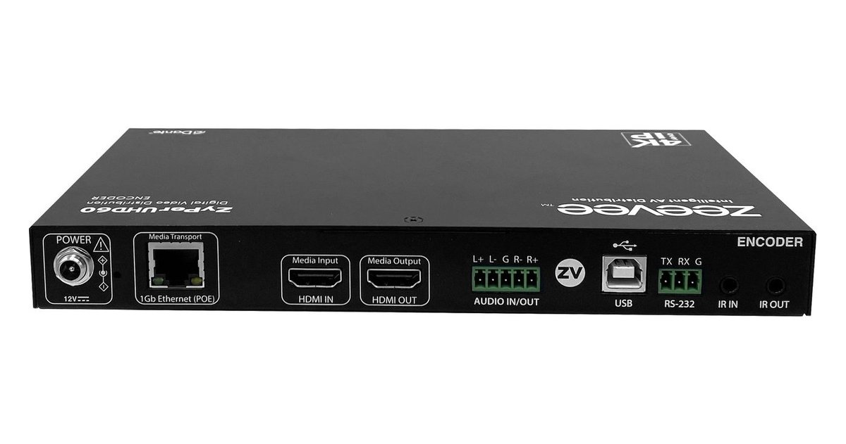 Kramer ZyPerUHD60-1EA AVoIP HDMI Encoder, Single LAN with Dante and HDMI Loopout - view 2