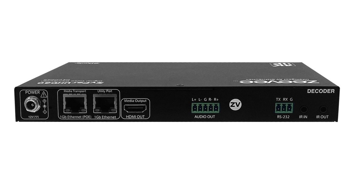 Kramer ZyPerUHD60-2DA AVoIP HDMI Decoder, Dual LAN with Dante - view 2