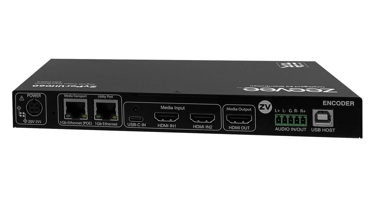 Kramer ZyPerUHD60-2E AVoIP HDMI Encoder, 3x1 Switching, Dual LAN - view 2