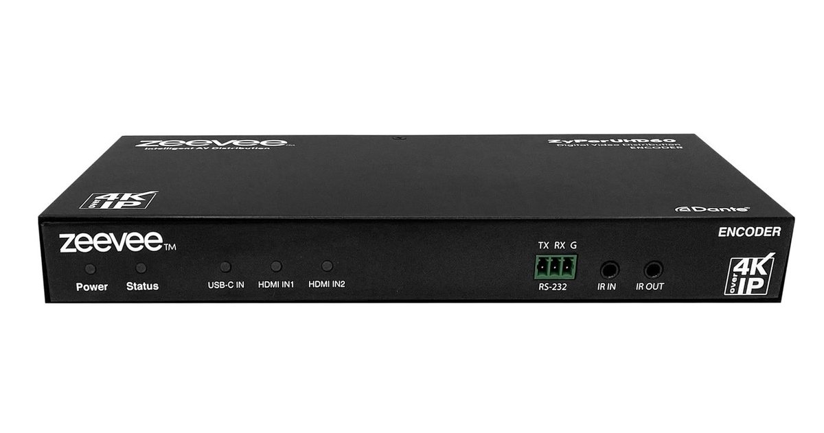 Kramer ZyPerUHD60-2EA AVoIP HDMI Encoder, 3x1 Switching, Dual LAN with Dante product image