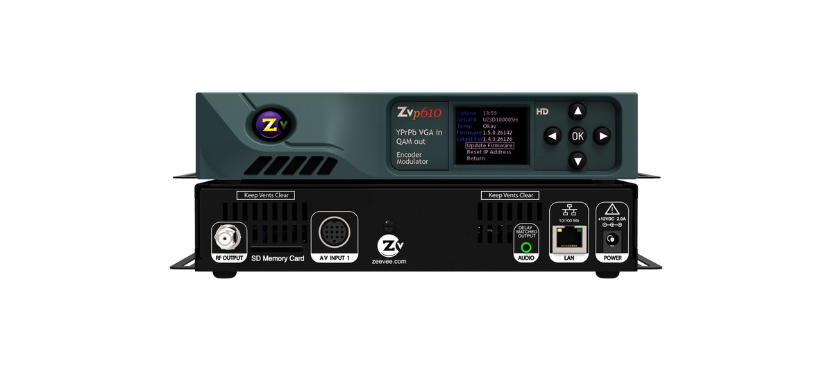 Kramer ZvPro610-NA HD video encoder/QAM modulator with one DIN input for Component video/digital and analog audio or VGA