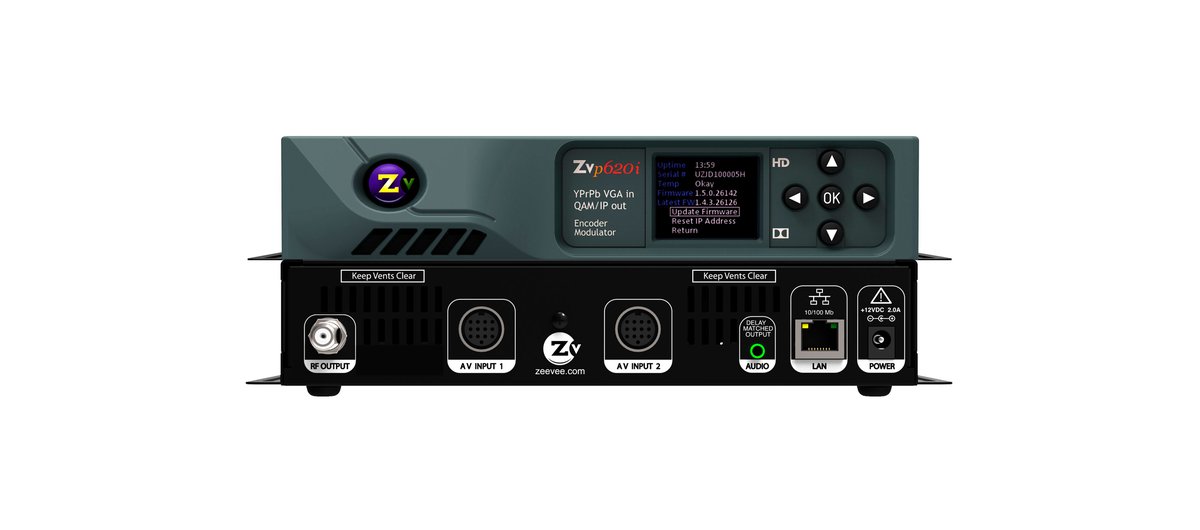 Kramer ZvPro620-NA HD video encoder/QAM modulator with two DIN inputs for Component video/digital and analog audio or VGA