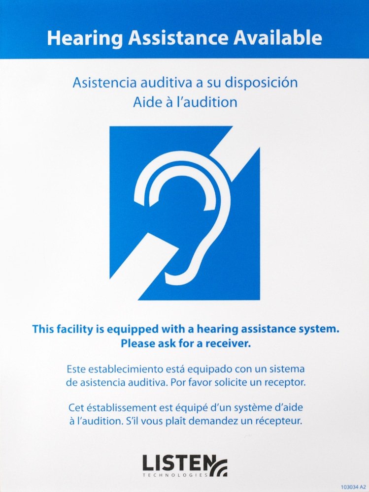 Listen Technologies LA-303 Multi-Lingual Assistive Listening Notification Sign product image