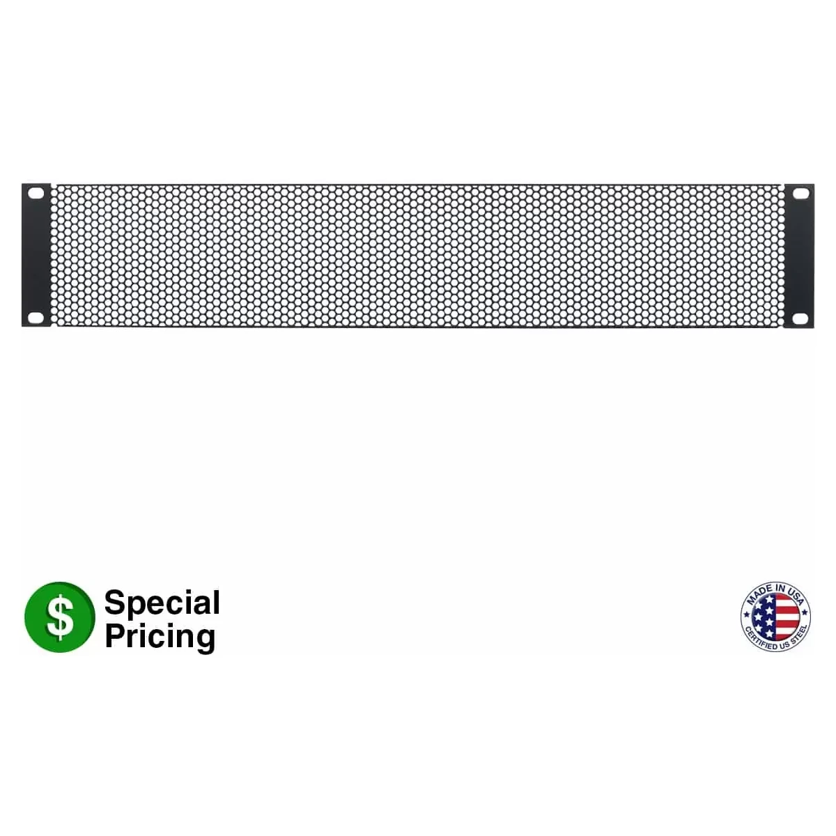 Lowell SVPL-2 Steel Vent Panel, 2U, 63% Open Area