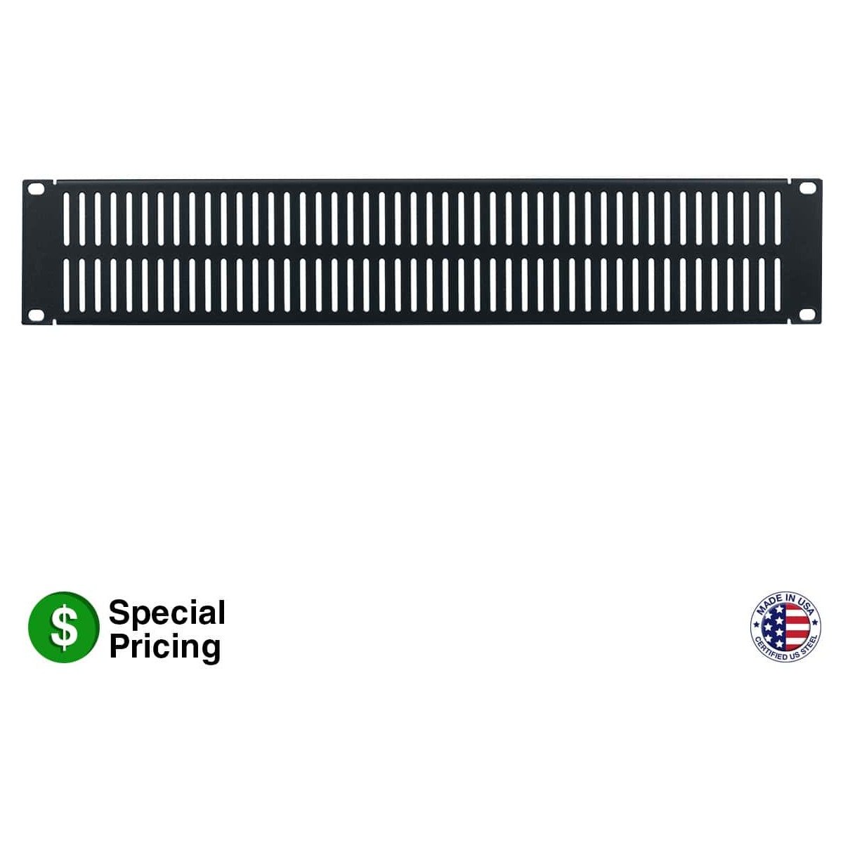 Lowell SVSP-2 Steel Vent Panel with Slots, 2U
