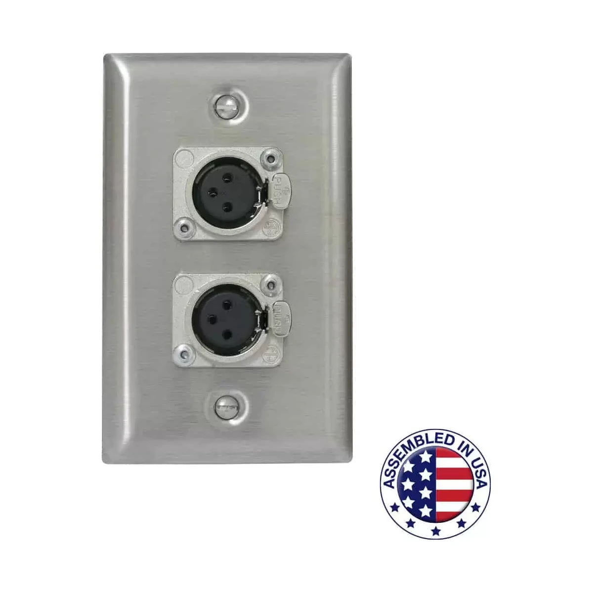 Lowell WP1-2NC3FD Wall Plate with Two Neutrik NC3FDL Connectors