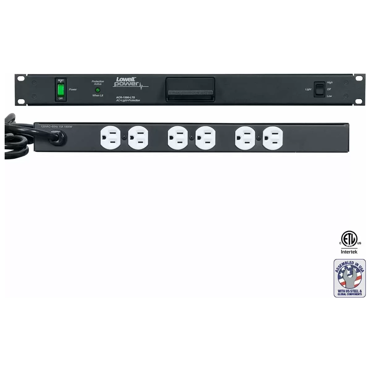 Lowell ACR-1506-LTS Light Panel w Outlets 15A