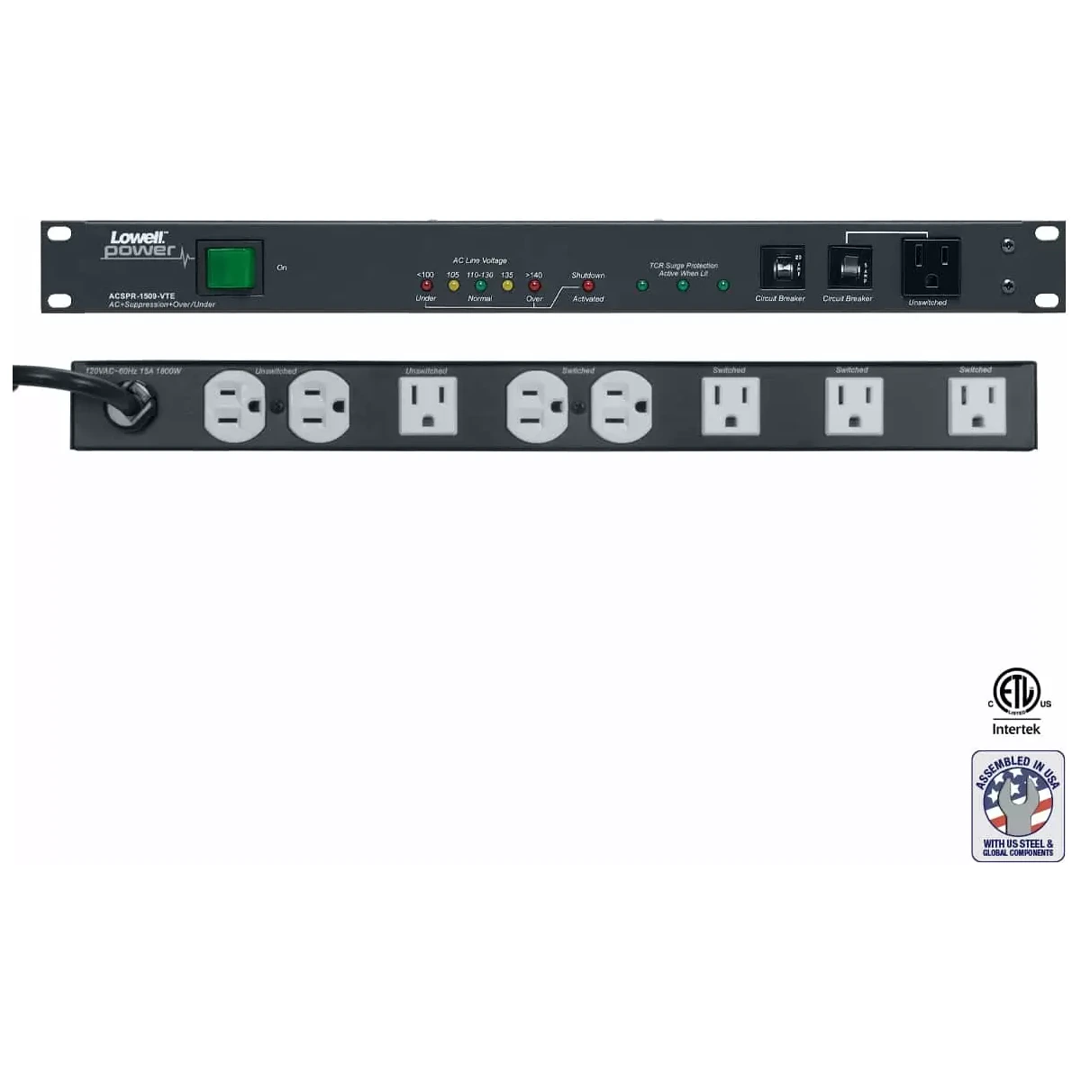 Lowell ACSPR-1509-VTE Rackmount Power Panel 15A product image