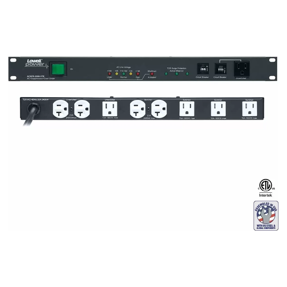 Lowell ACSPR-2009-VTE Rackmount Power Panel 20A product image
