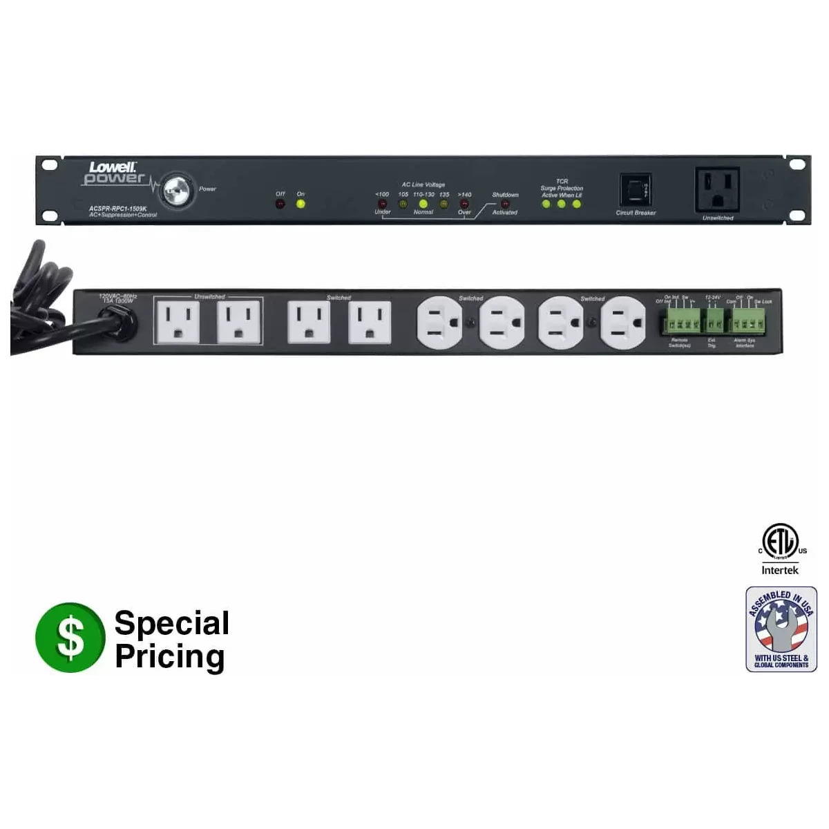 Lowell ACSPR-RPC1-1509K Rackmount RPC Power Panel product image