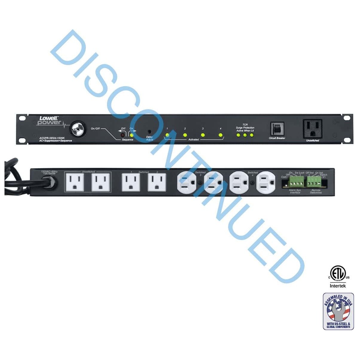 Lowell ACSPR-SEQ4-1509K Rackmount SEQ Power Panel product image