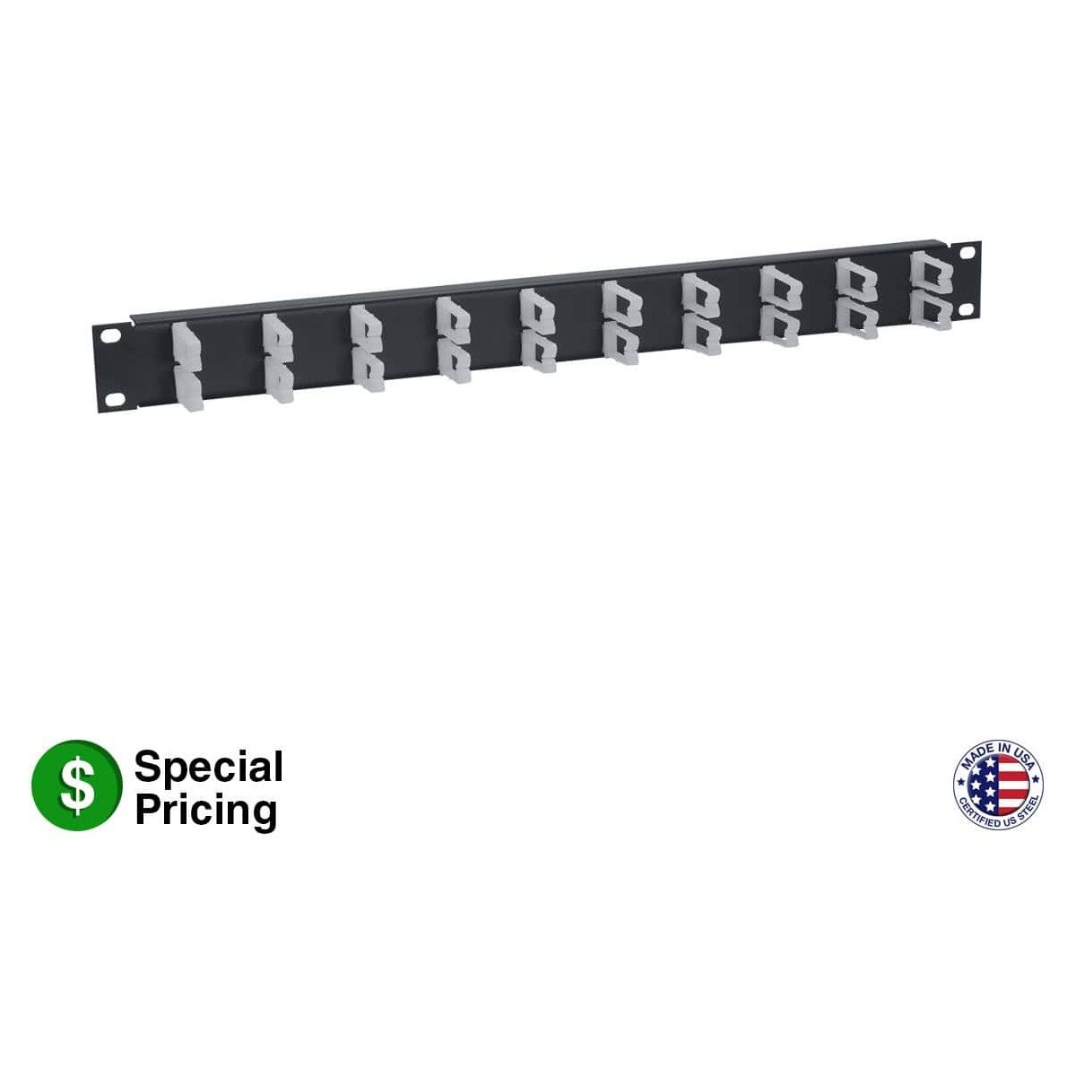 Lowell CMCD-1HV Cable Management Panel with Flex Clips, Optional D-Rings