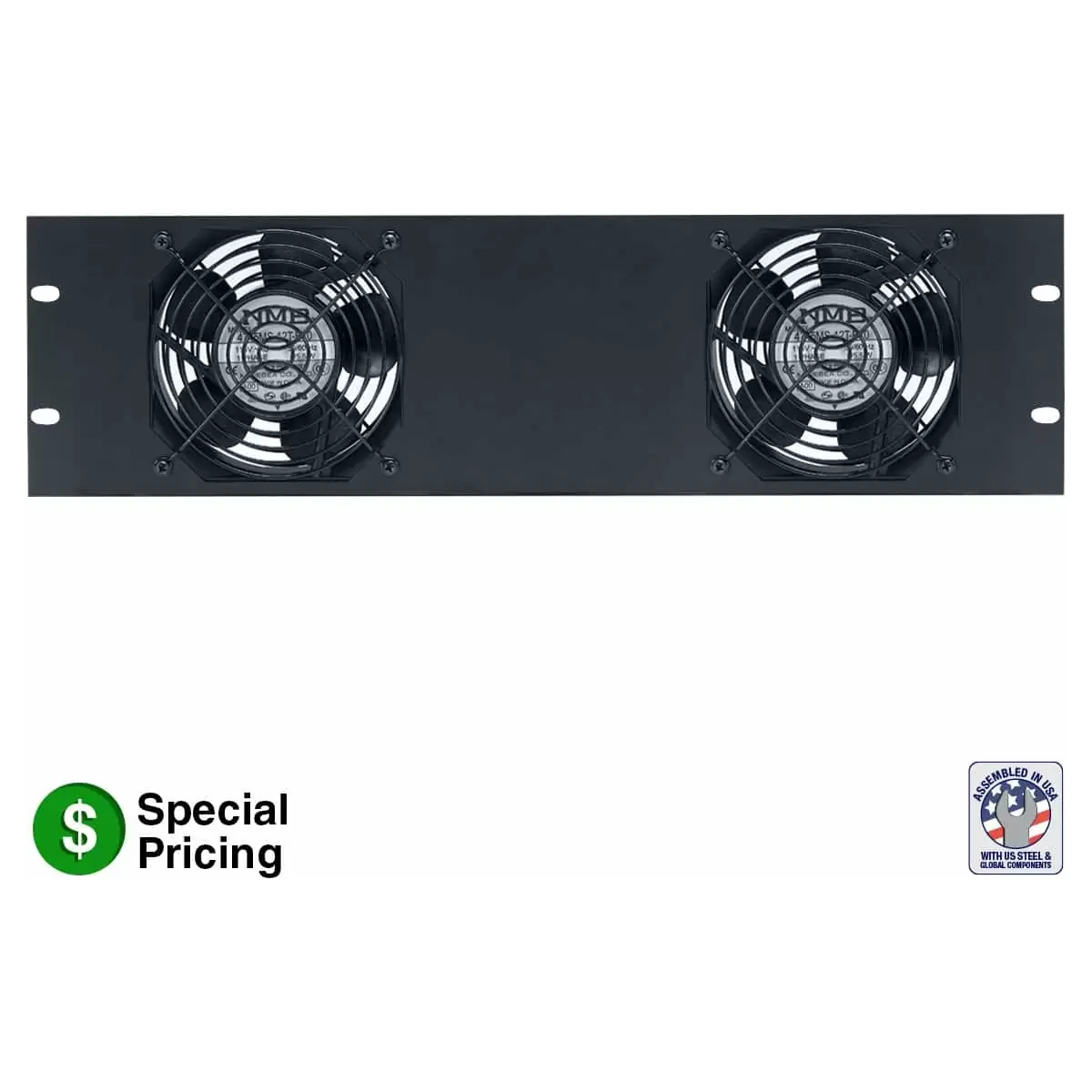 Lowell FW2-3 Rack Panel with Two Whisper Fans, 3U