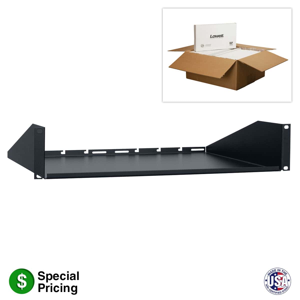Lowell US-210CC Rack Shelf 2Ux10D 6-pk product image