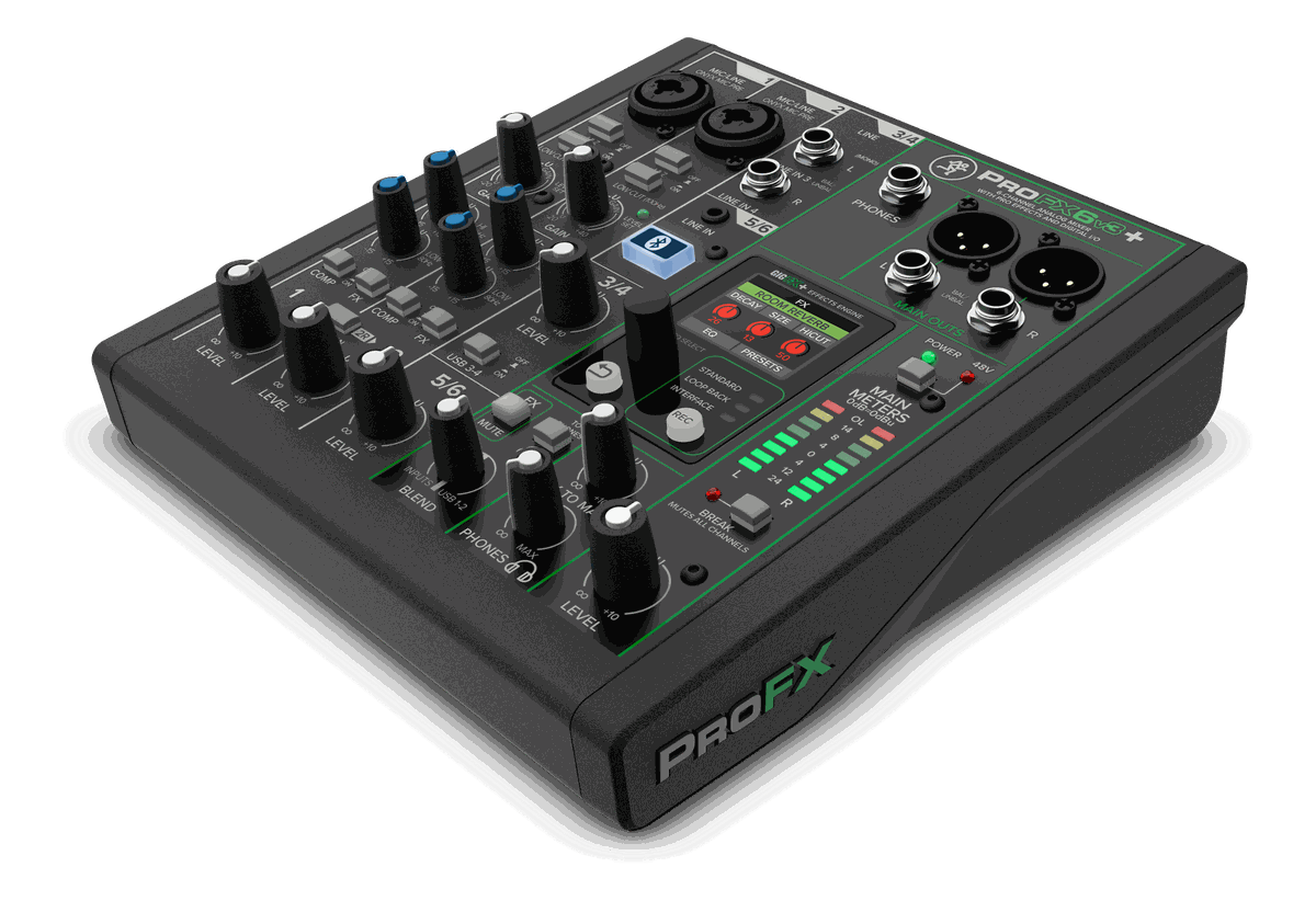 Mackie ProFX6v3+ 6-Channel Analog Mixer with Bluetooth and USB