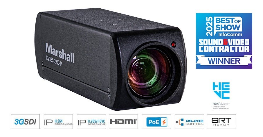 Marshall Electronics CV355-27X-ND3 27x HD60 NDI Camera with 3G-SDI