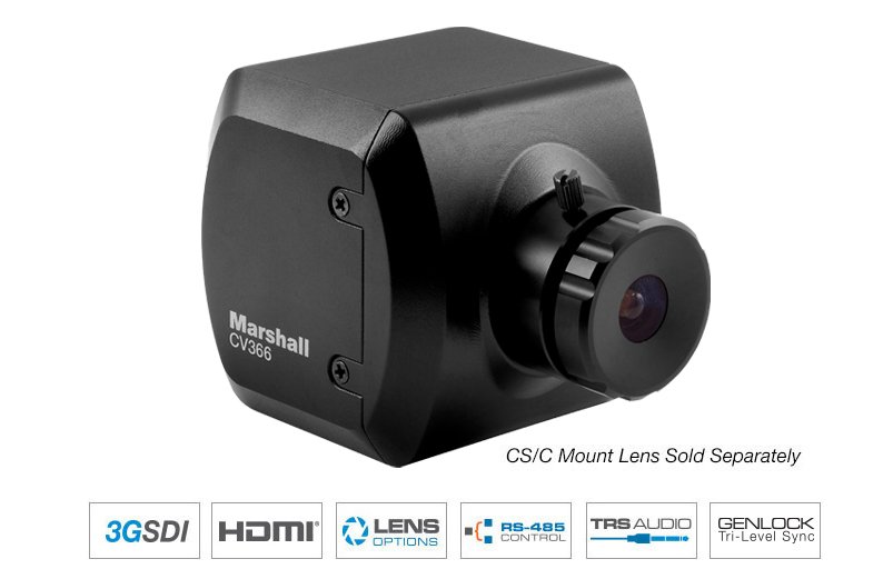 Marshall Electronics CV366 Compact Genlock Camera, 3G-SDI and HDMI