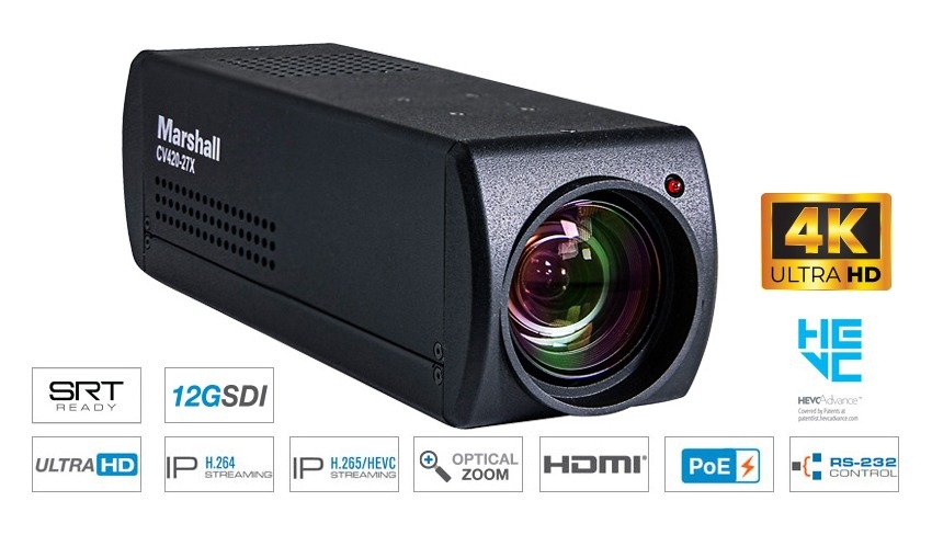 Marshall Electronics CV420-27X 4K60 27x IP (HEVC) and HDMI Camera