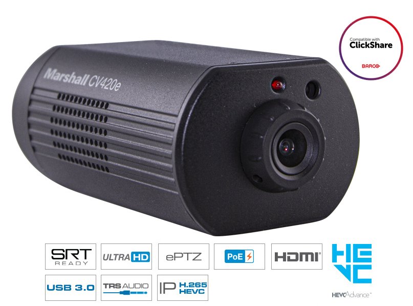 Marshall Electronics CV420e Compact 4K60 Stream Camera with IP, HDMI and USB