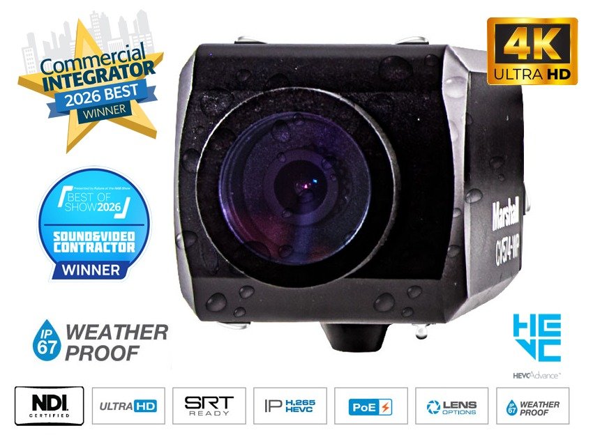 Marshall Electronics CV574-WP All-Weather UHD Camera, NDI HX3