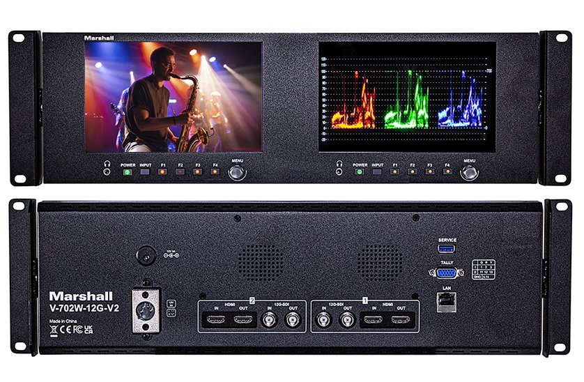 Marshall V-702W-12G-V2 Dual 7 Inch Monitor with 12G-SDI