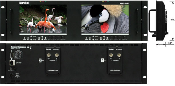 Marshall V-MD72-3GSDI Dual 7-inch Rack-Mount Monitor (2x 3G-SDI Modules) product image