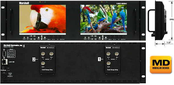 Marshall V-MD72-HDSDIx2 Dual 7-inch Rack-Mount Monitor (2x HD-SDI Modules) product image