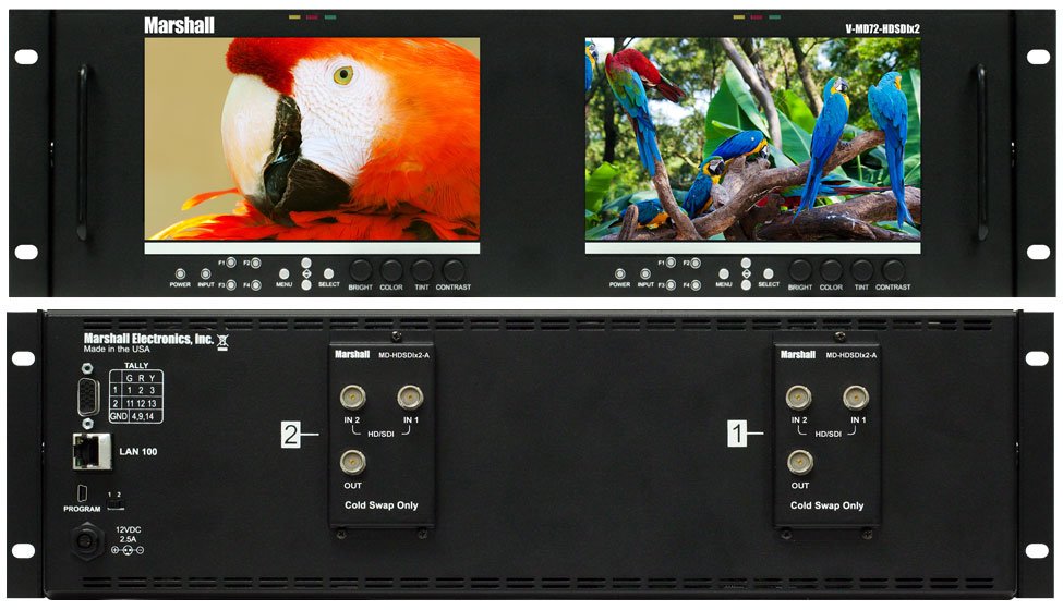 Marshall V-MD72-HDSDIx2 Dual 7-inch Rack-Mount Monitor (2x HD-SDI Modules) - view 2
