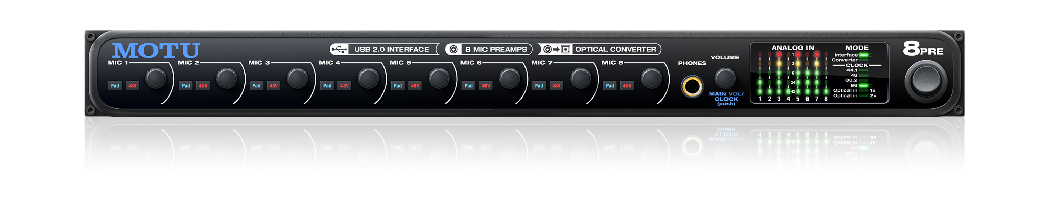 MOTU 8pre USB Audio Interface with Eight Mic Preamps and ADAT - view 2