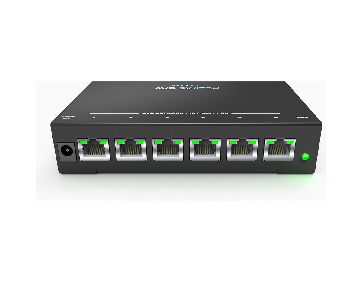 MOTU AVB Switch Six-Port Gigabit AVB Ethernet Switch