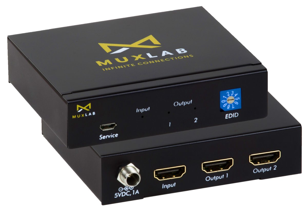 MuxLab 100505 1X2 HDMI Splitter, 4K60