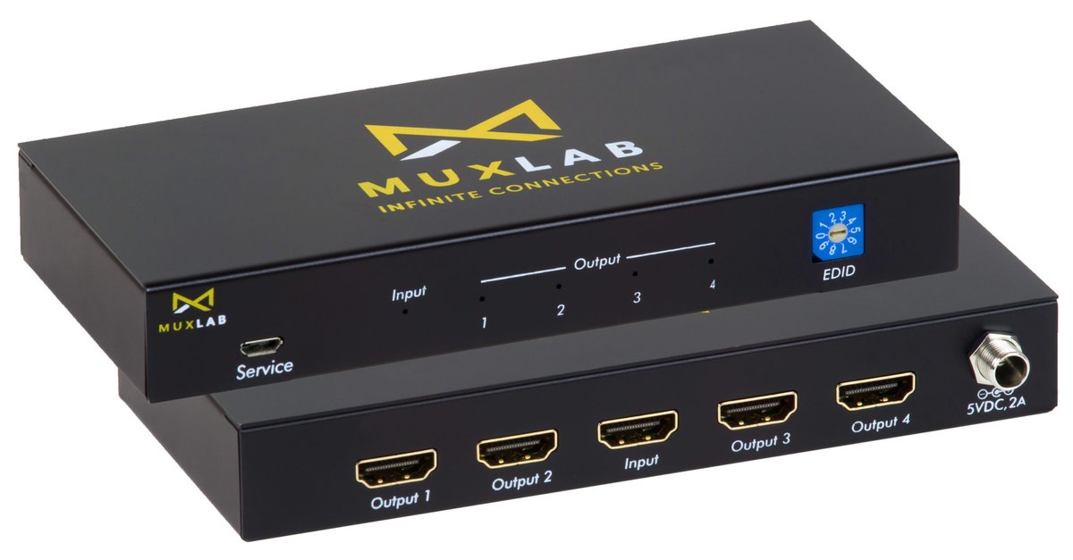 MuxLab 100506 1X4 HDMI Splitter, 4K60 product image