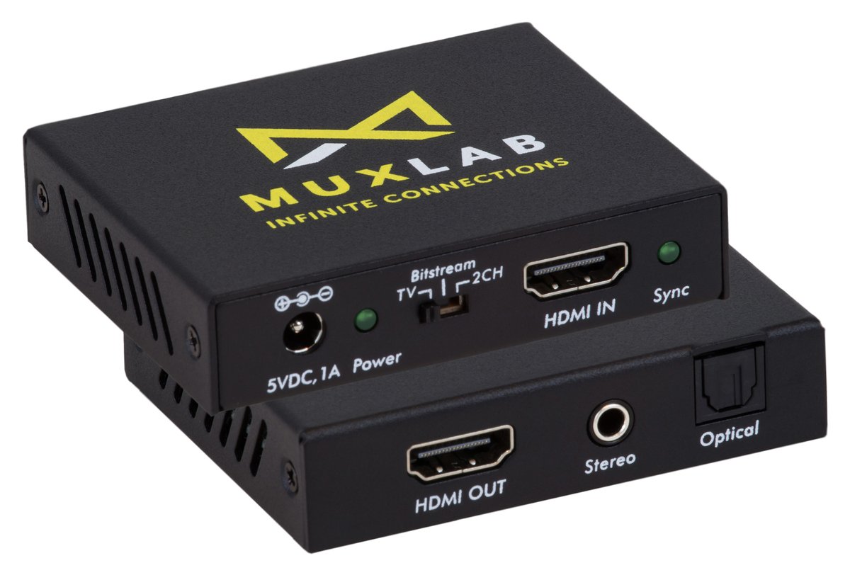 MuxLab 100528 HDMI to HDMI with Audio De-embedder, 4K/60