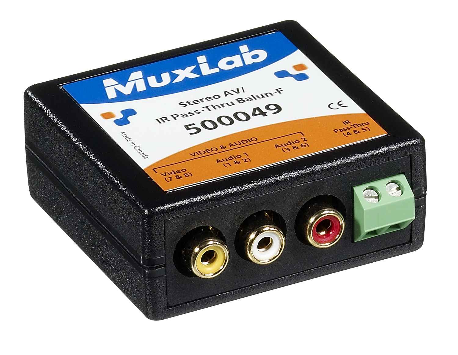MuxLab 500049 Stereo AV/IR Pass-Thru Balun, F